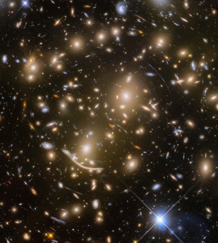 A bright cluster of stars.